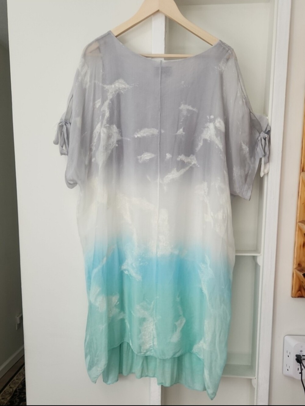 Belle France Silk Ombre Dress XL Italy Boho Romantic Lace Layered Midi - Picture 9 of 16